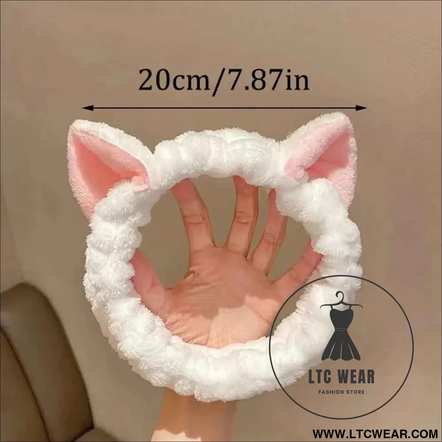 Cute Coral Plush Cat Hairband for Makeup & Skincare
