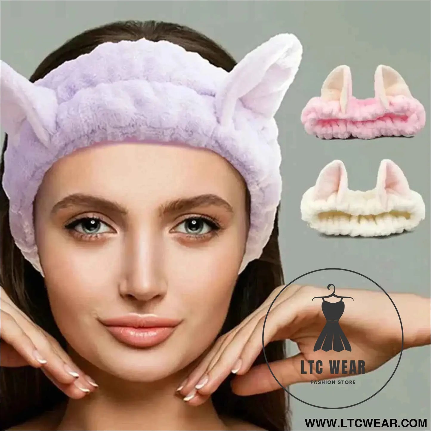 Cute Coral Plush Cat Hairband for Makeup & Skincare