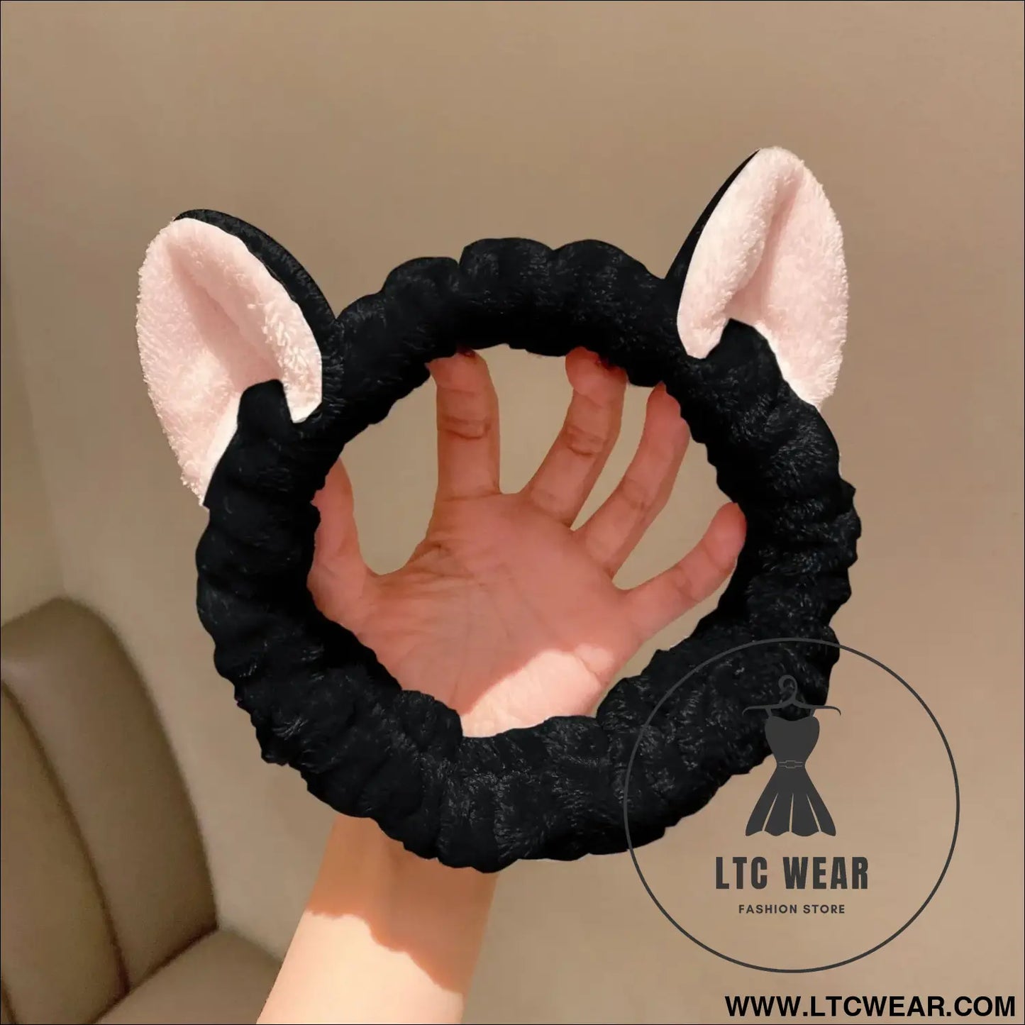 Cute Coral Plush Cat Hairband for Makeup & Skincare - L.T.C Wear Online Fashion Store