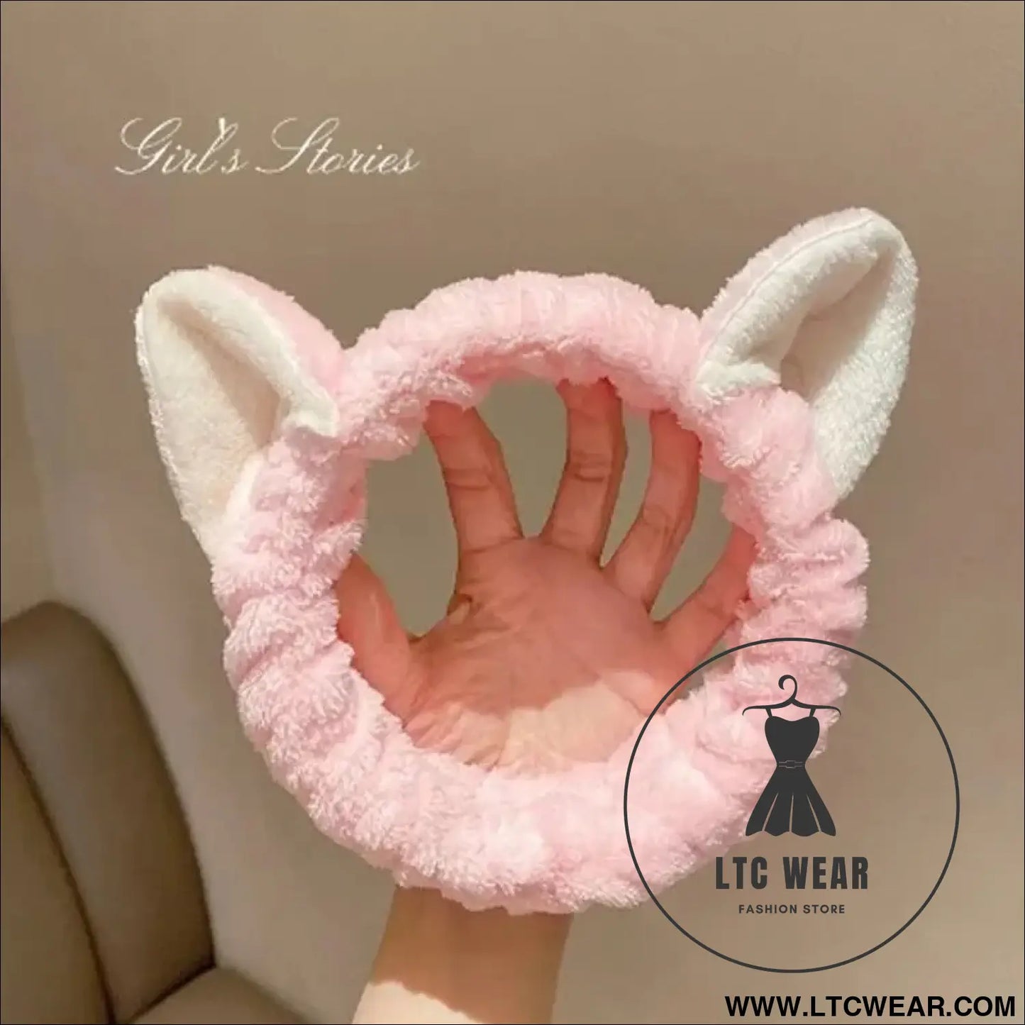 Cute Coral Plush Cat Hairband for Makeup & Skincare - L.T.C Wear Online Fashion Store