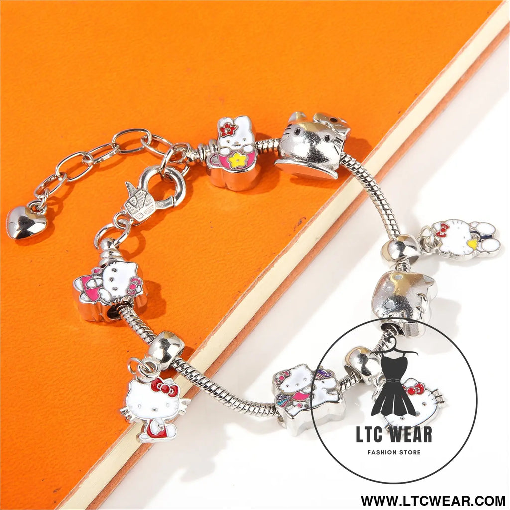 Cute kitty cat bracelet anime girl student jk best friend birthday gift cartoon diy bracelet - b00168
