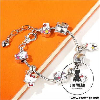 Cute kitty cat bracelet anime girl student jk best friend birthday gift cartoon diy bracelet - b00168
