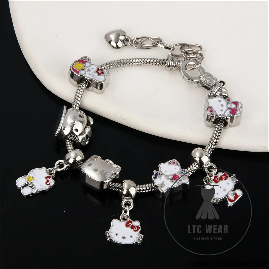 Cute kitty cat bracelet anime girl student jk best friend birthday gift cartoon diy bracelet - b00168