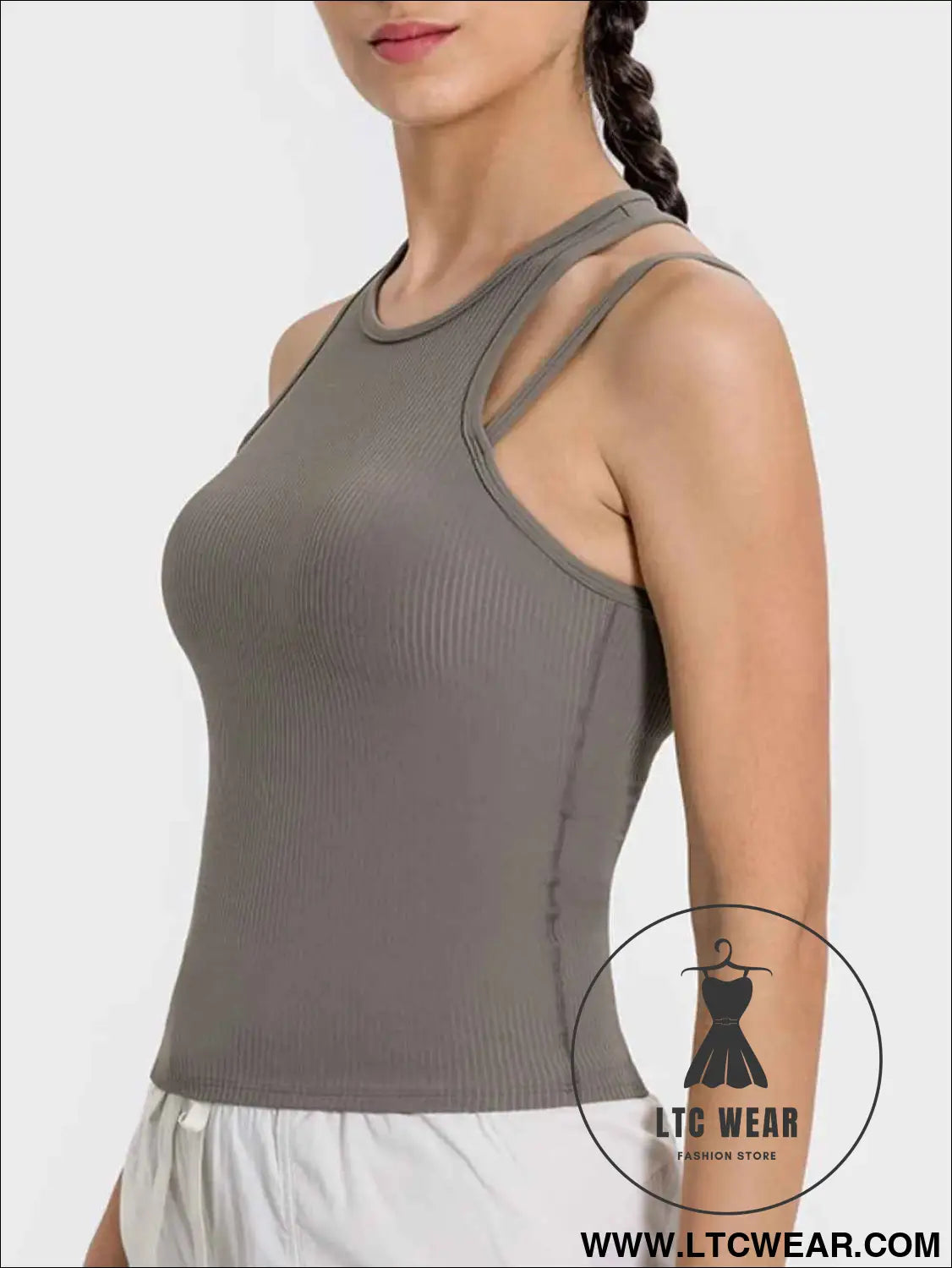 Cutout Round Neck Racerback Active Tank