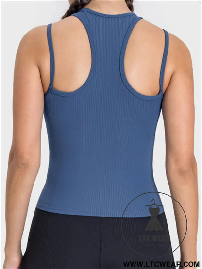 Cutout Round Neck Racerback Active Tank - L.T.C Wear Online Fashion Store