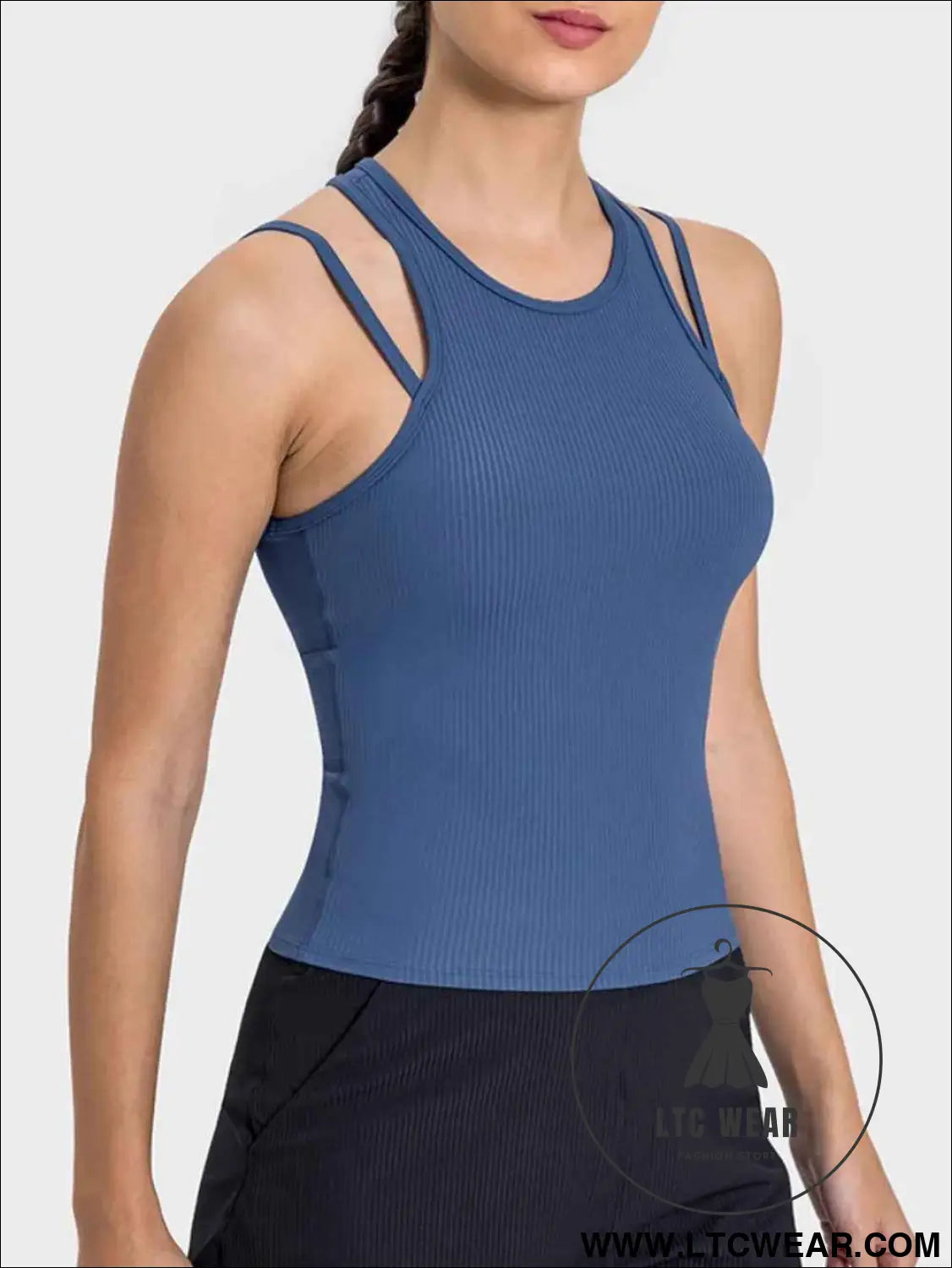 Cutout Round Neck Racerback Active Tank