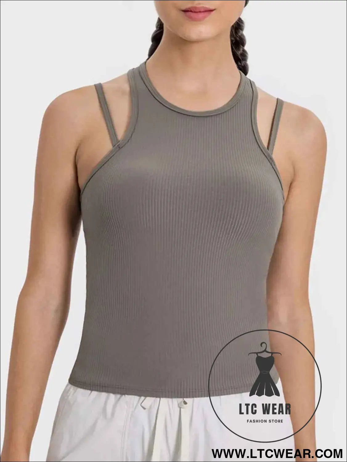 Cutout Round Neck Racerback Active Tank