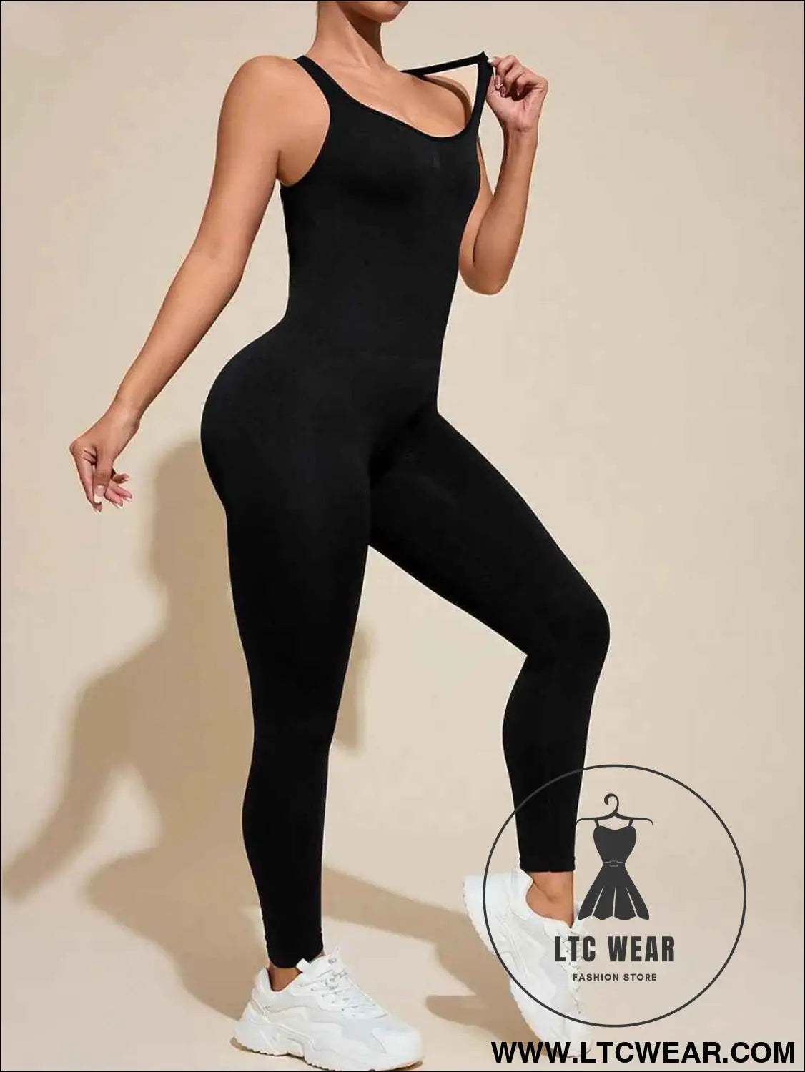 Cutout Wide Strap Active Jumpsuit