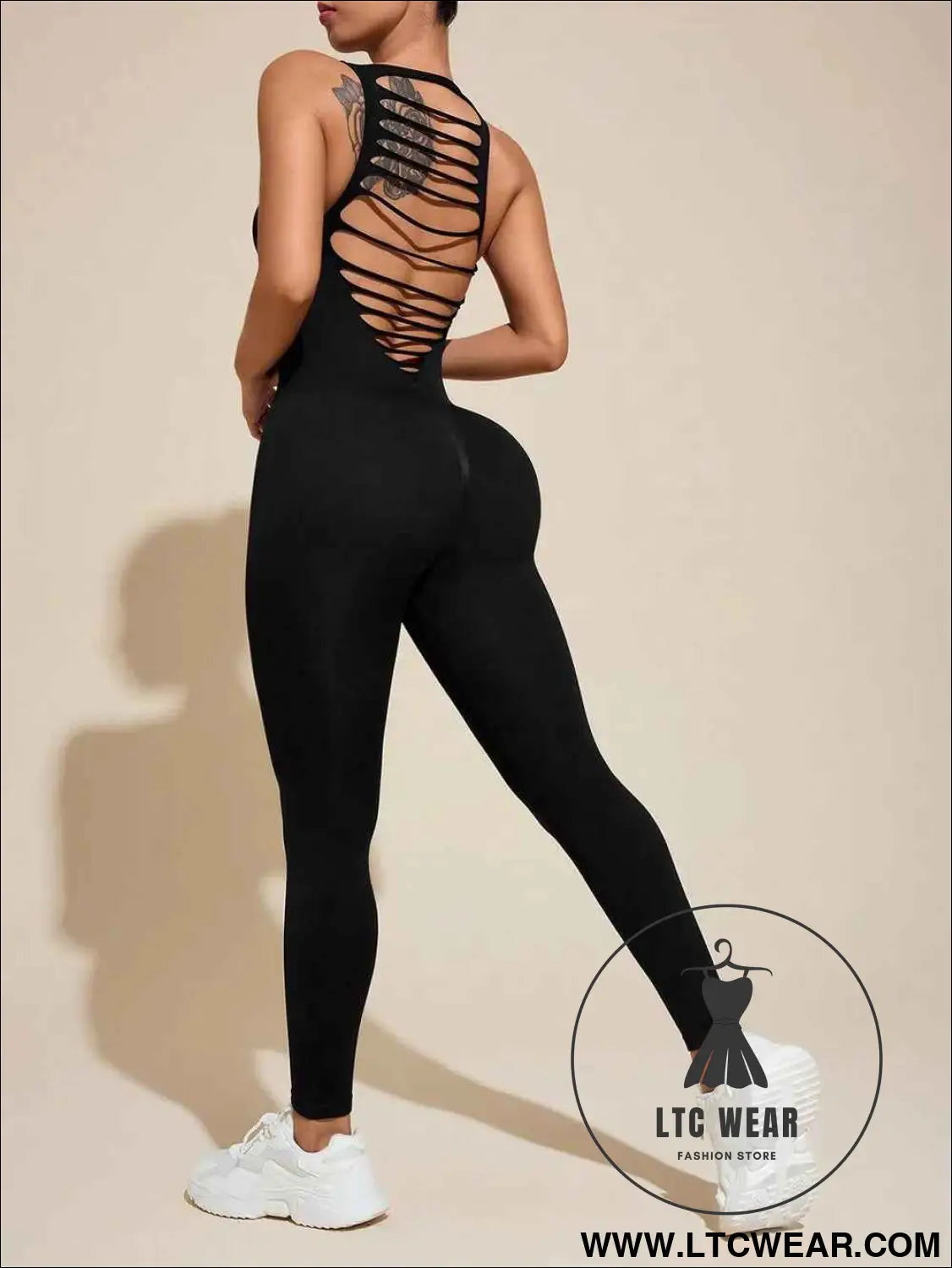 Cutout Wide Strap Active Jumpsuit