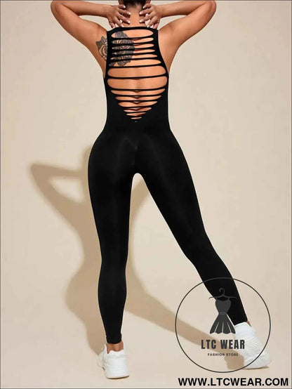 Cutout Wide Strap Active Jumpsuit