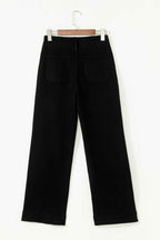 Black 2-Button High Waist Wide Leg Jeans