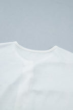 White Floral Patchwork Short Sleeve Viscose Blend Blouse