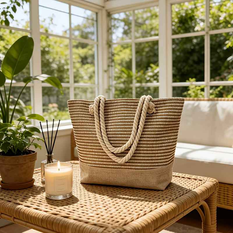 Chic Woven Straw Tote Large Versatile Beach  Travel Bag