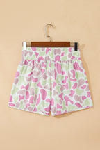 Multicolour Camouflage Print Shirred High Waist Athleisure Shorts