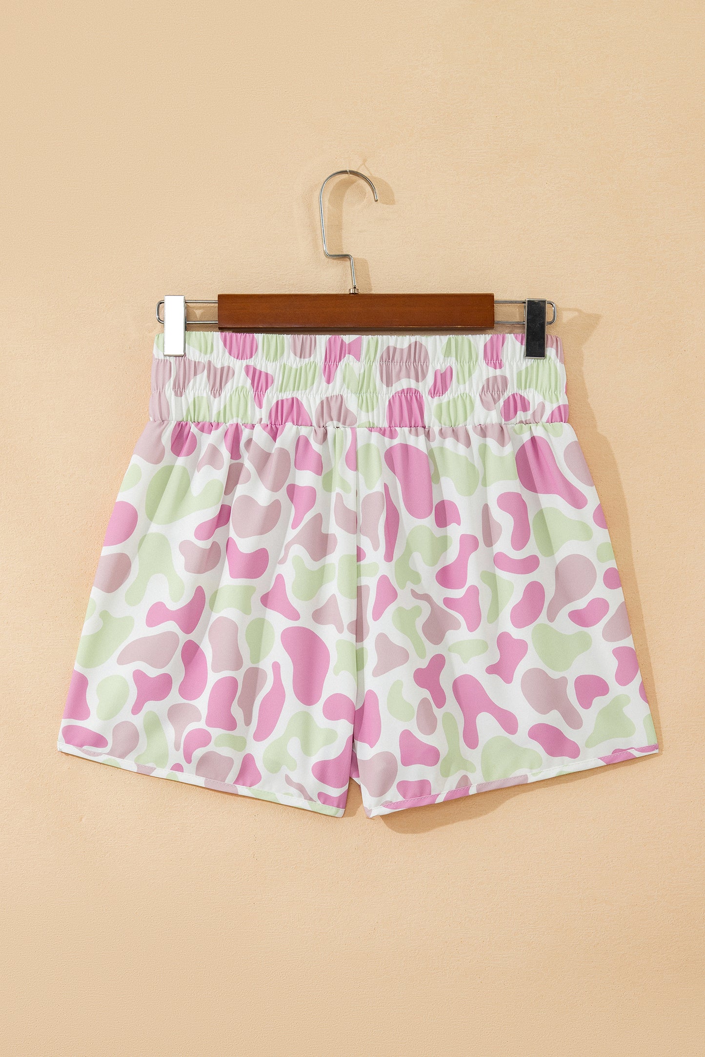 Multicolour Camouflage Print Shirred High Waist Athleisure Shorts