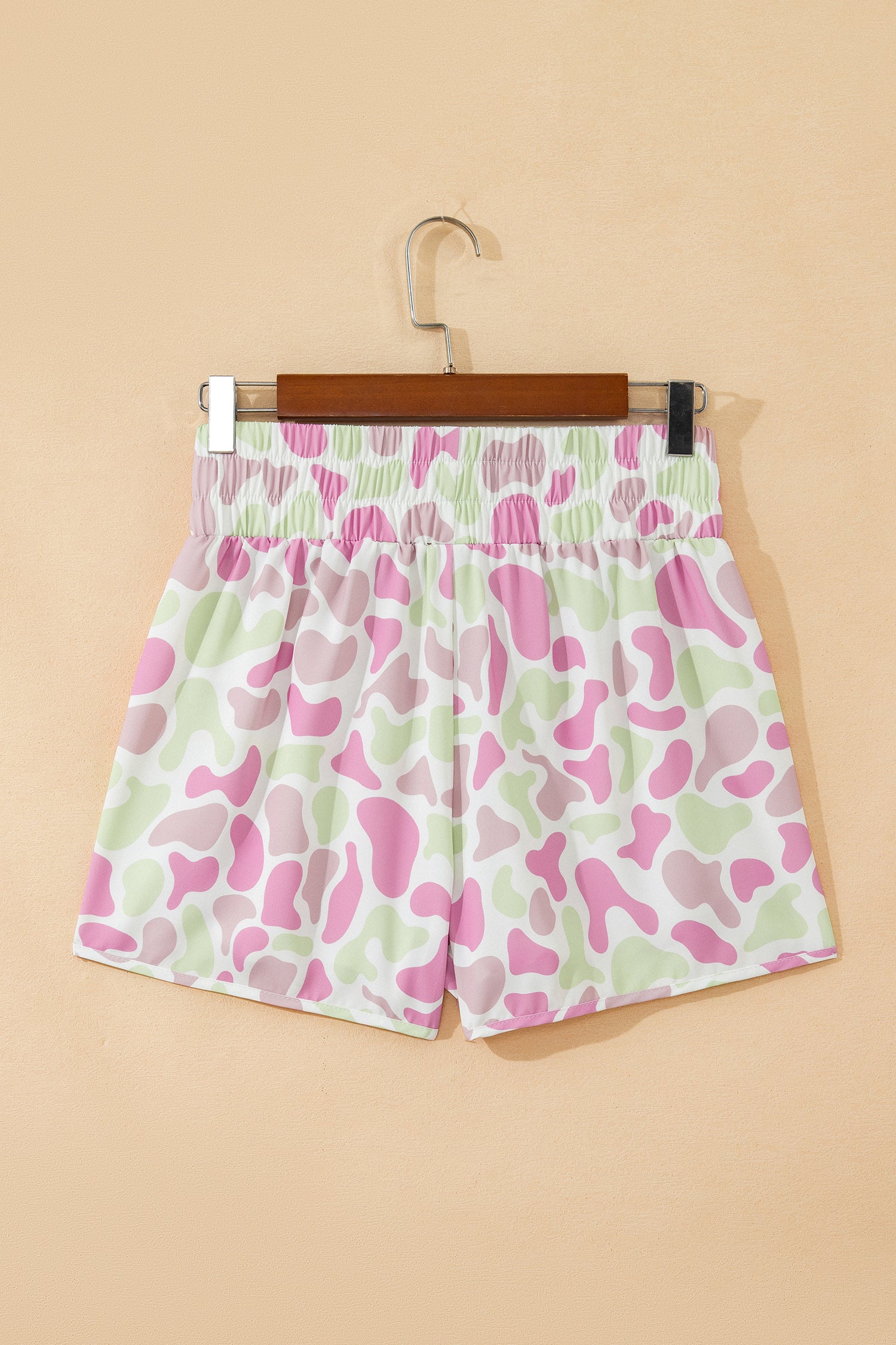 Multicolour Camouflage Print Shirred High Waist Athleisure Shorts