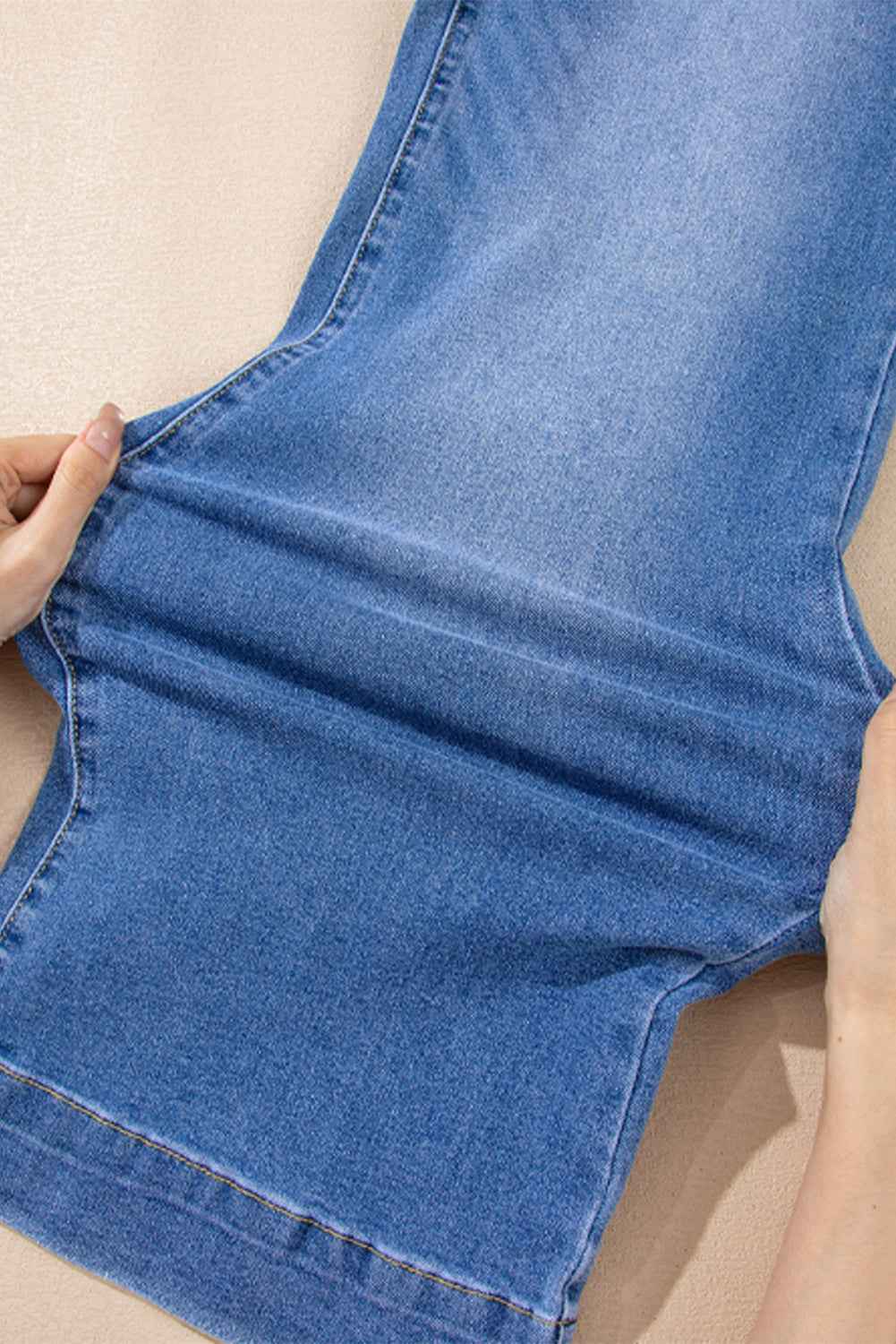 Sky Blue Cropped High Rise Wide Leg Jeans