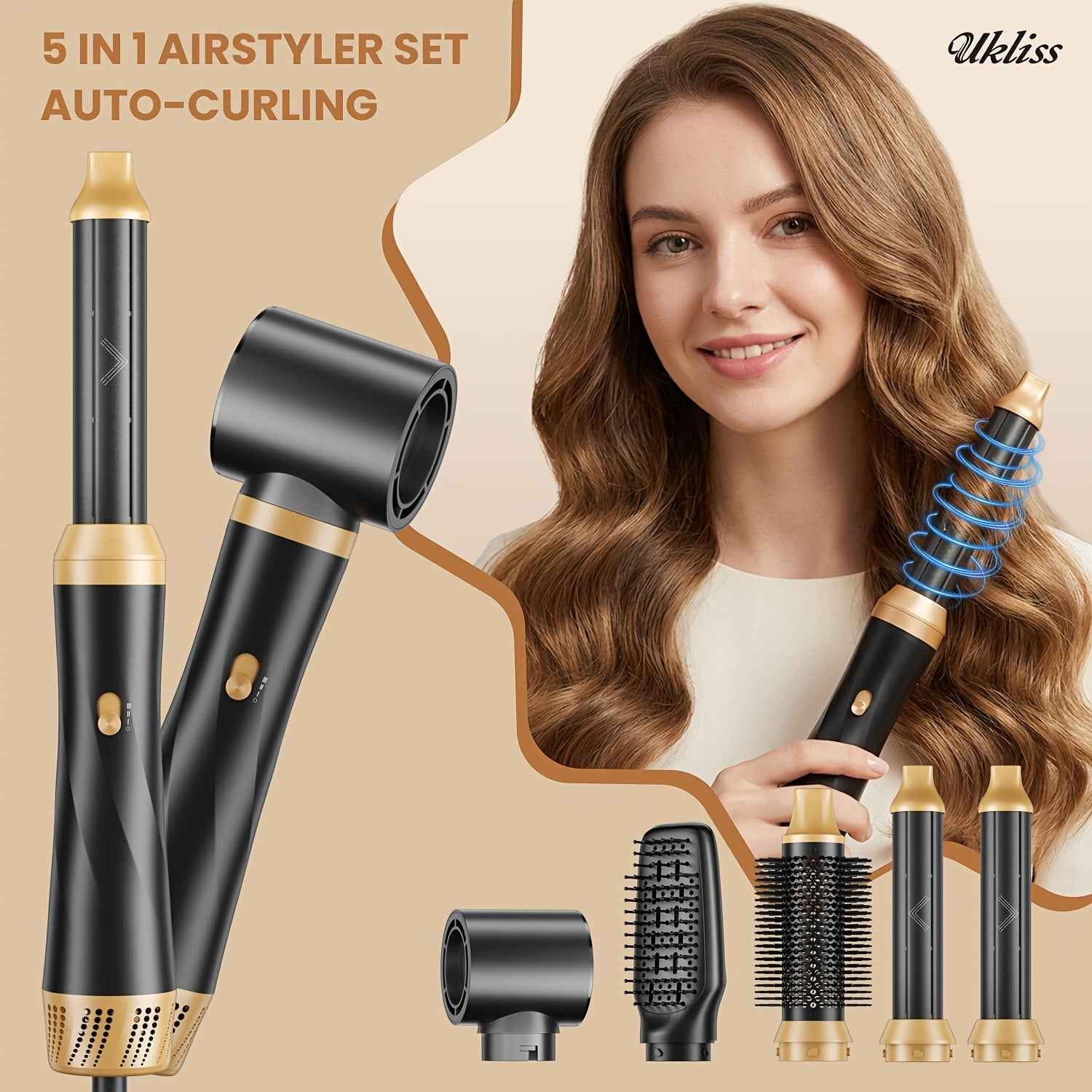 UKLISS 5in1 Hair Styler  Curler Perfect Gift