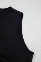 Black Plus Size Solid Color Bow Tie Peplum Tank Top