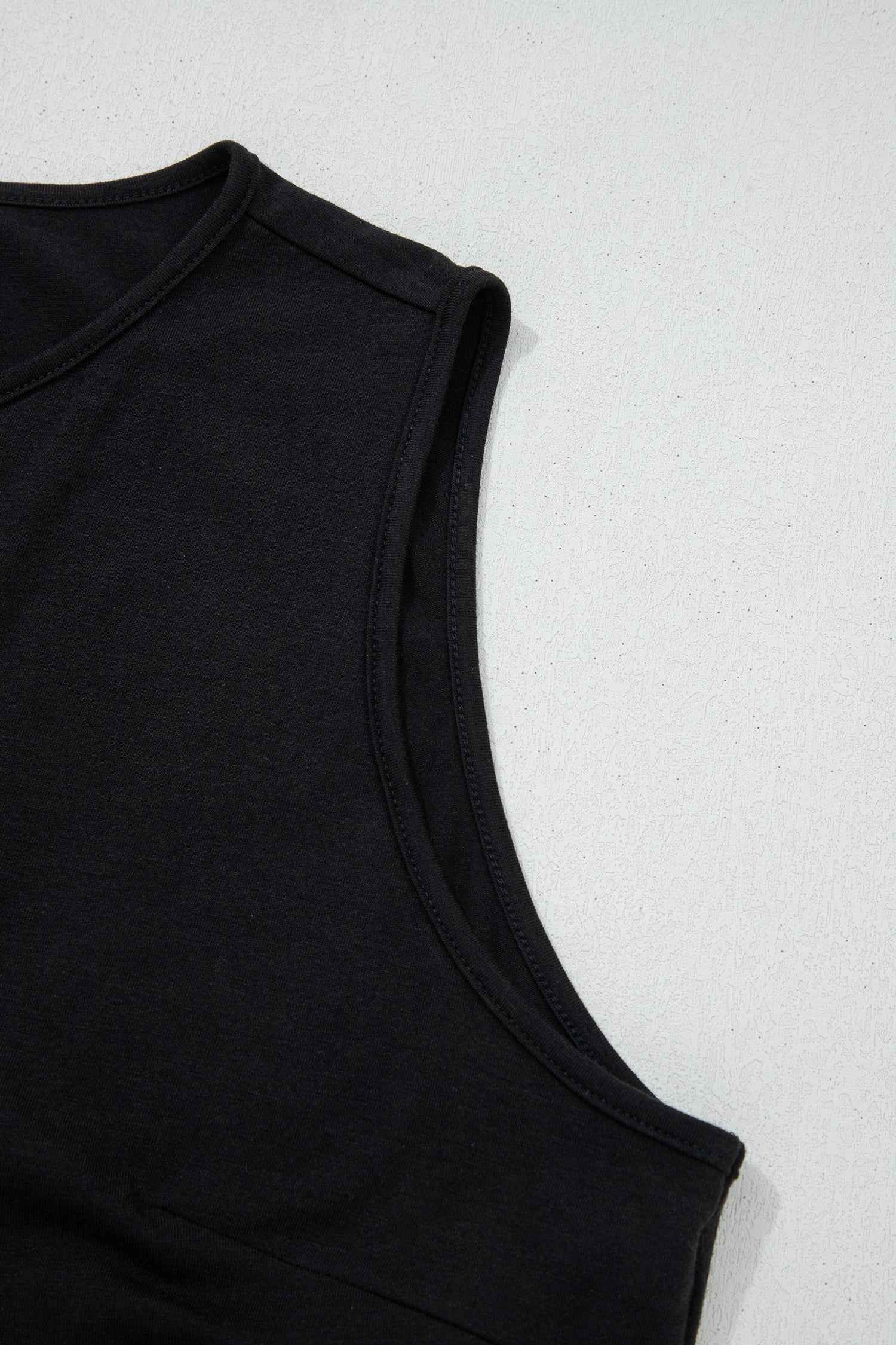Black Plus Size Solid Color Bow Tie Peplum Tank Top