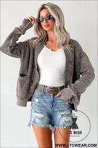Dark brown mineral wash exposed seam patchwork knit cardigan - cardigans