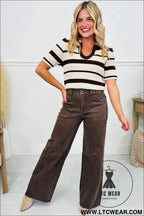 Dark brown retro washed patch pocket loose jeans - jeans