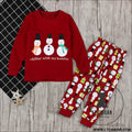 Daughter’s spring/autumn christmas collection long sleeve snowman two piece home clothes children’s set - rde 21 / 90cm