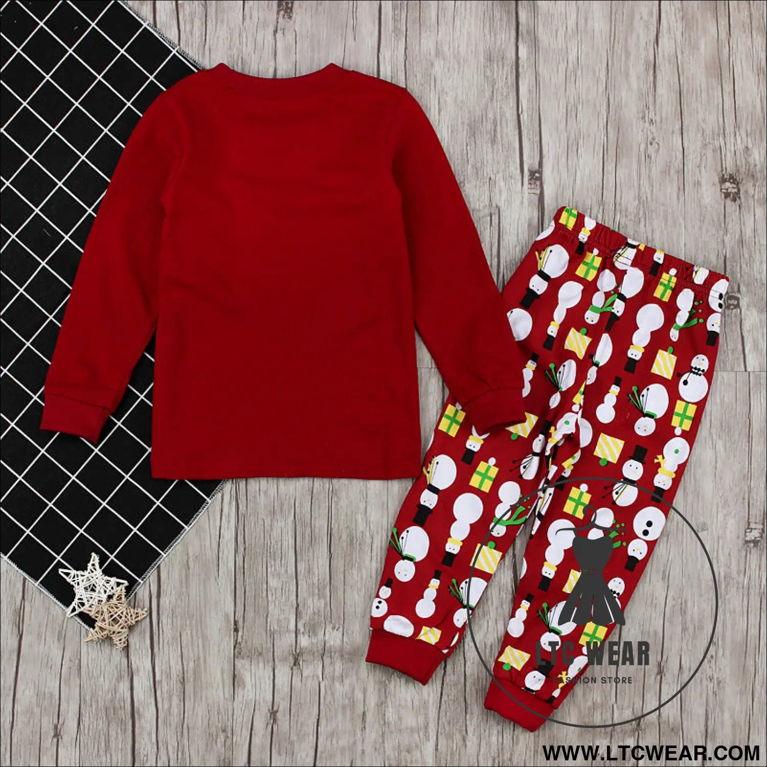 Daughter’s spring/autumn christmas collection long sleeve snowman two piece home clothes children’s set