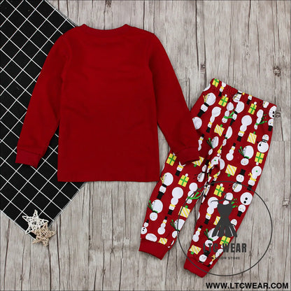 Daughter’s spring/autumn christmas collection long sleeve snowman two piece home clothes children’s set