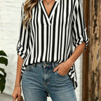Chic VNeck Floral Top SpringFall Loose Fashion
