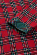 Green Plaid Christmas Holiday Patchwork Long Sleeve Shirt and Shorts Pajama Set