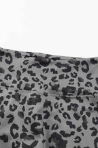 Grey Leopard Print Casual High Waist Leggings