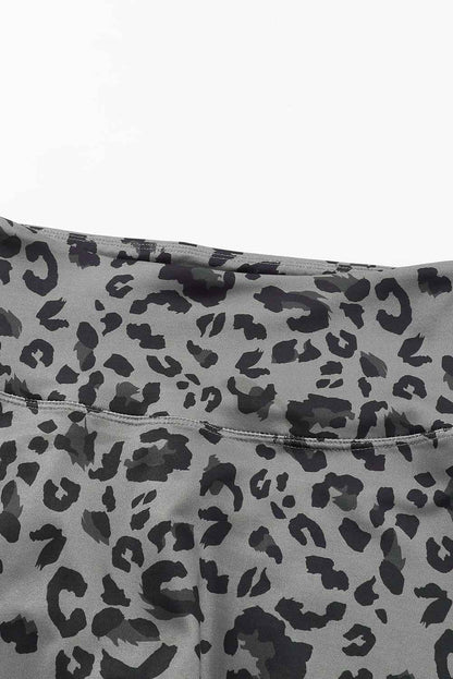 Grey Leopard Print Casual High Waist Leggings