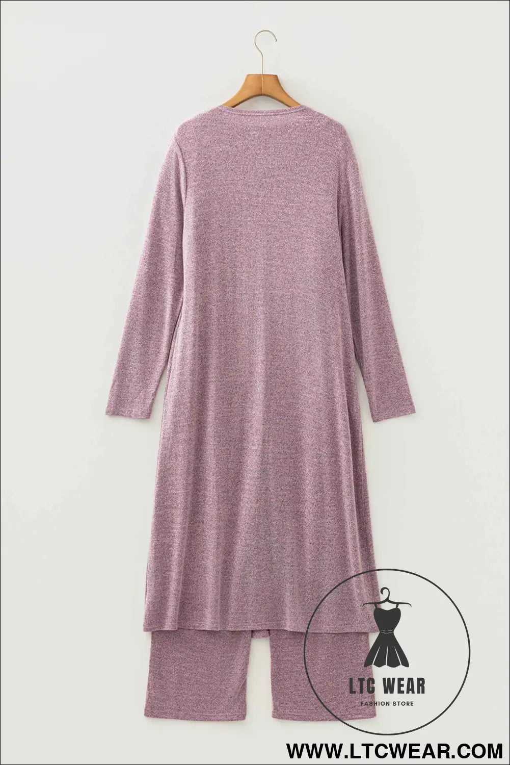 Delicacy 3pcs V Neck T Shirt Ribbon Knot Pants Open Duster 3pcs Lounge Set