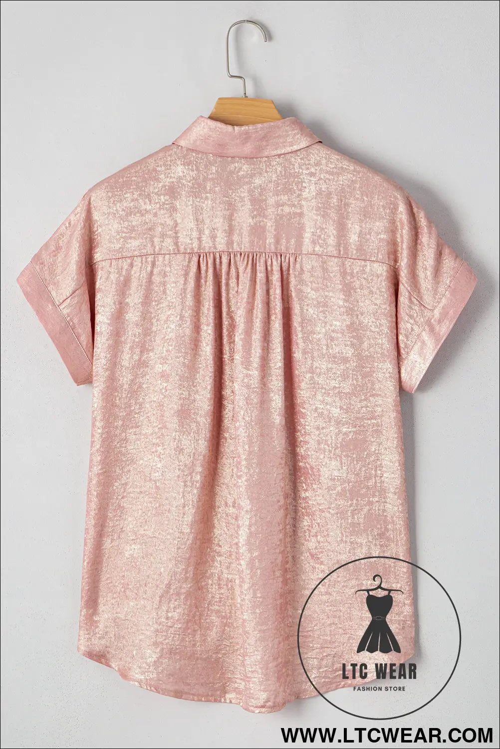 Delicacy Metallic Buttoned Loose Fit Short Sleeve Shirt - L.T.C Wear Online Fashion Store