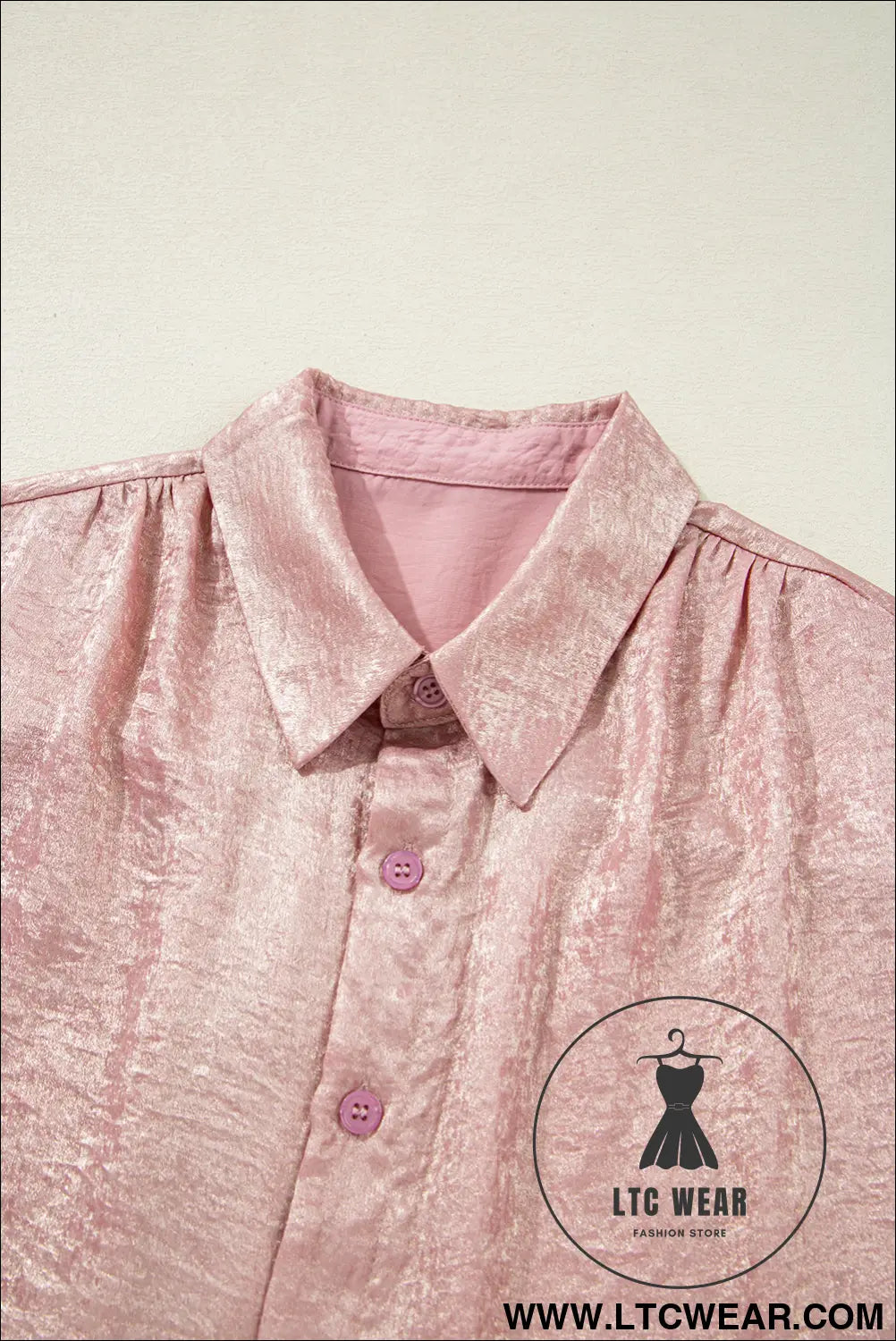 Delicacy Metallic Buttoned Loose Fit Short Sleeve Shirt - L.T.C Wear Online Fashion Store