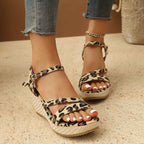 Chic Wedge Sandals Versatile Buckle Strap for Commuting