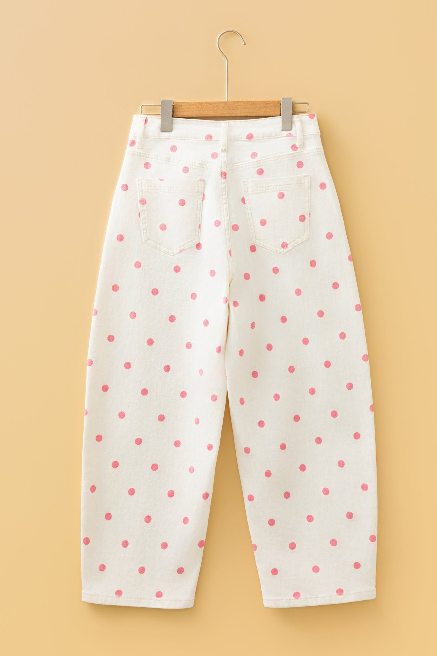 Brown Tailored Seam Polka Dot Print Barrel Casual Jeans