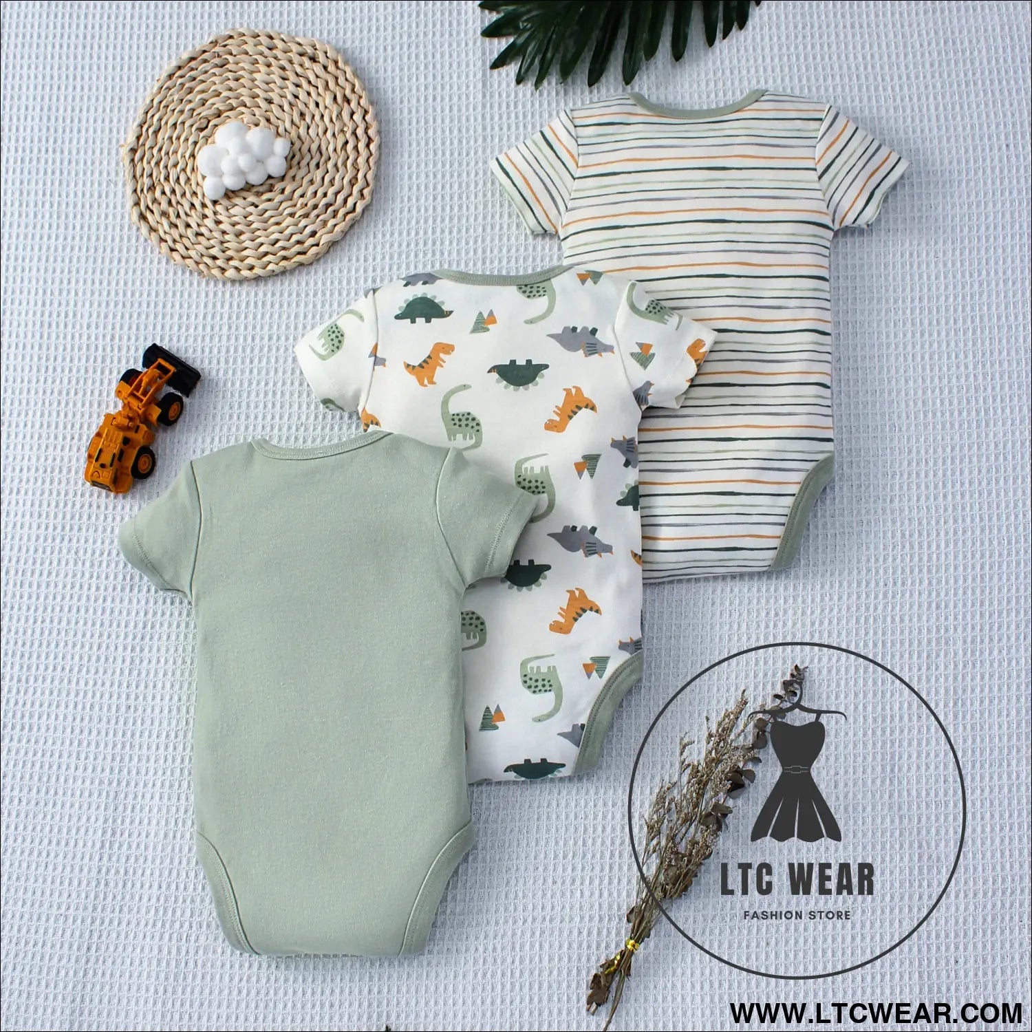 Dino-mite baby bodysuit set - 3pcs for summer fun! - baby bodysuit