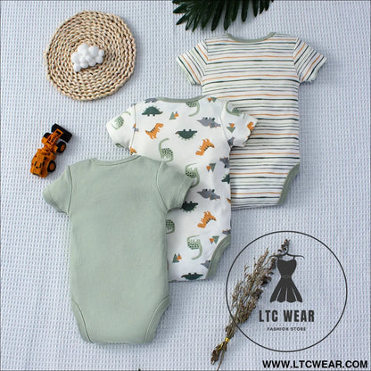 Dino-mite baby bodysuit set - 3pcs for summer fun! - baby bodysuit
