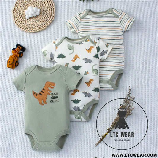 Dino-mite baby bodysuit set - 3pcs for summer fun! - baby bodysuit
