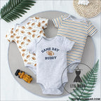Dino-mite baby bodysuit set - 3pcs for summer fun! - gray / 3m - baby bodysuit