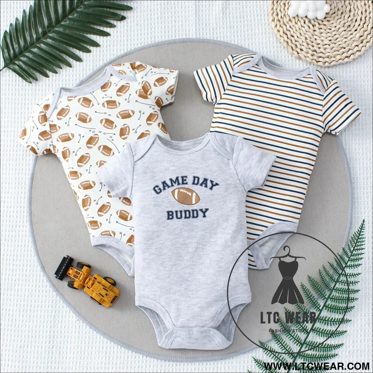 Dino-mite baby bodysuit set - 3pcs for summer fun! - gray / 3m - baby bodysuit