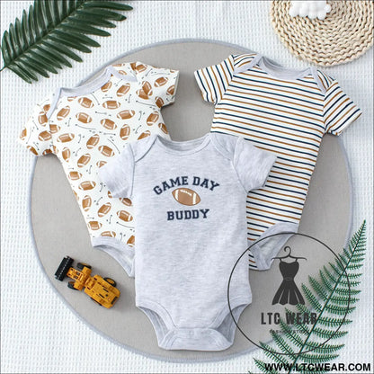 Dino-mite baby bodysuit set - 3pcs for summer fun! - gray / 3m - baby bodysuit