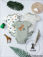 Dino-mite baby bodysuit set - 3pcs for summer fun! - mixed colors / 3m - baby bodysuit