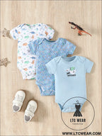 Dino-mite baby bodysuit set - 3pcs for summer fun! - multi / 3m - baby bodysuit