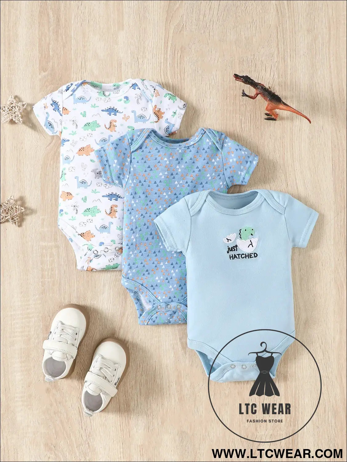 Dino-mite baby bodysuit set - 3pcs for summer fun! - multi / 3m - baby bodysuit