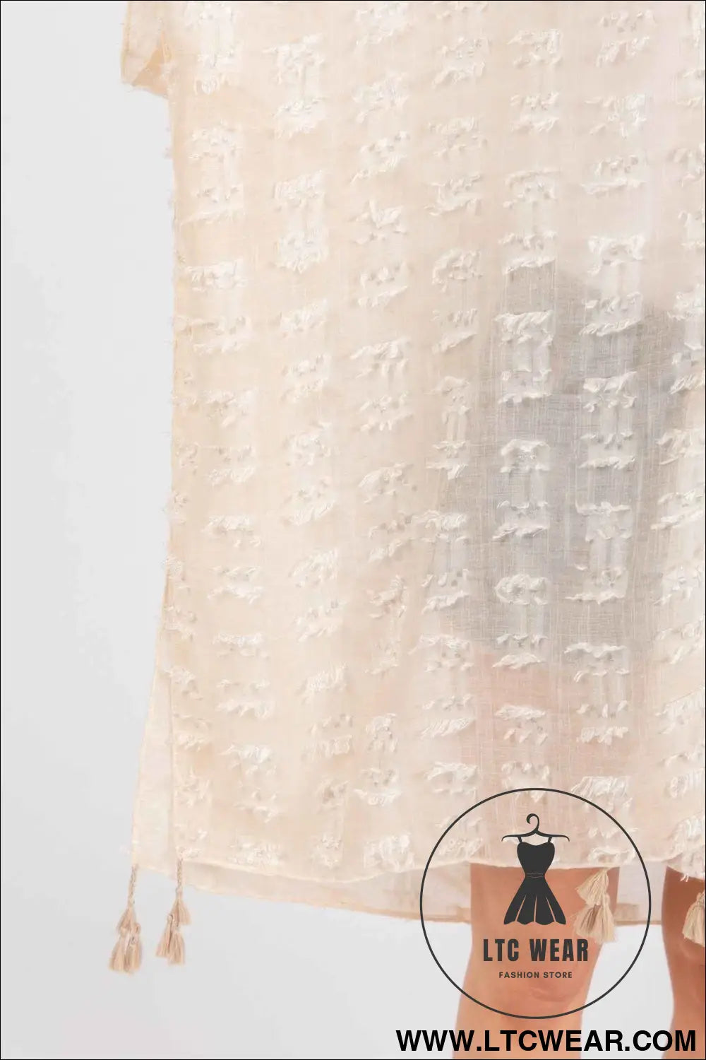 Distressed Pattern Tassel Kimono