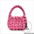 Diy hand woven crystal velvet core spun yarn woven hand-held mailman bag
