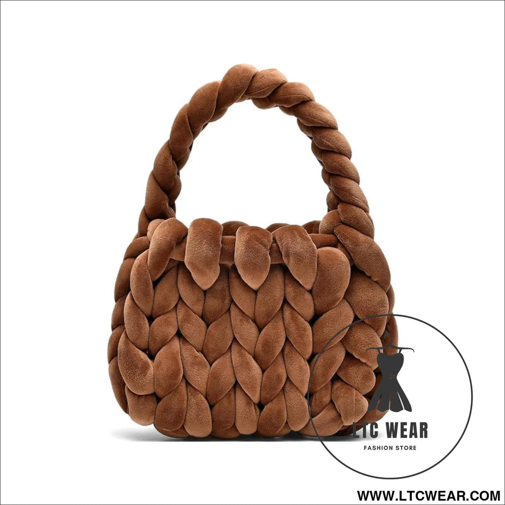 Diy hand woven crystal velvet core spun yarn woven hand-held mailman bag